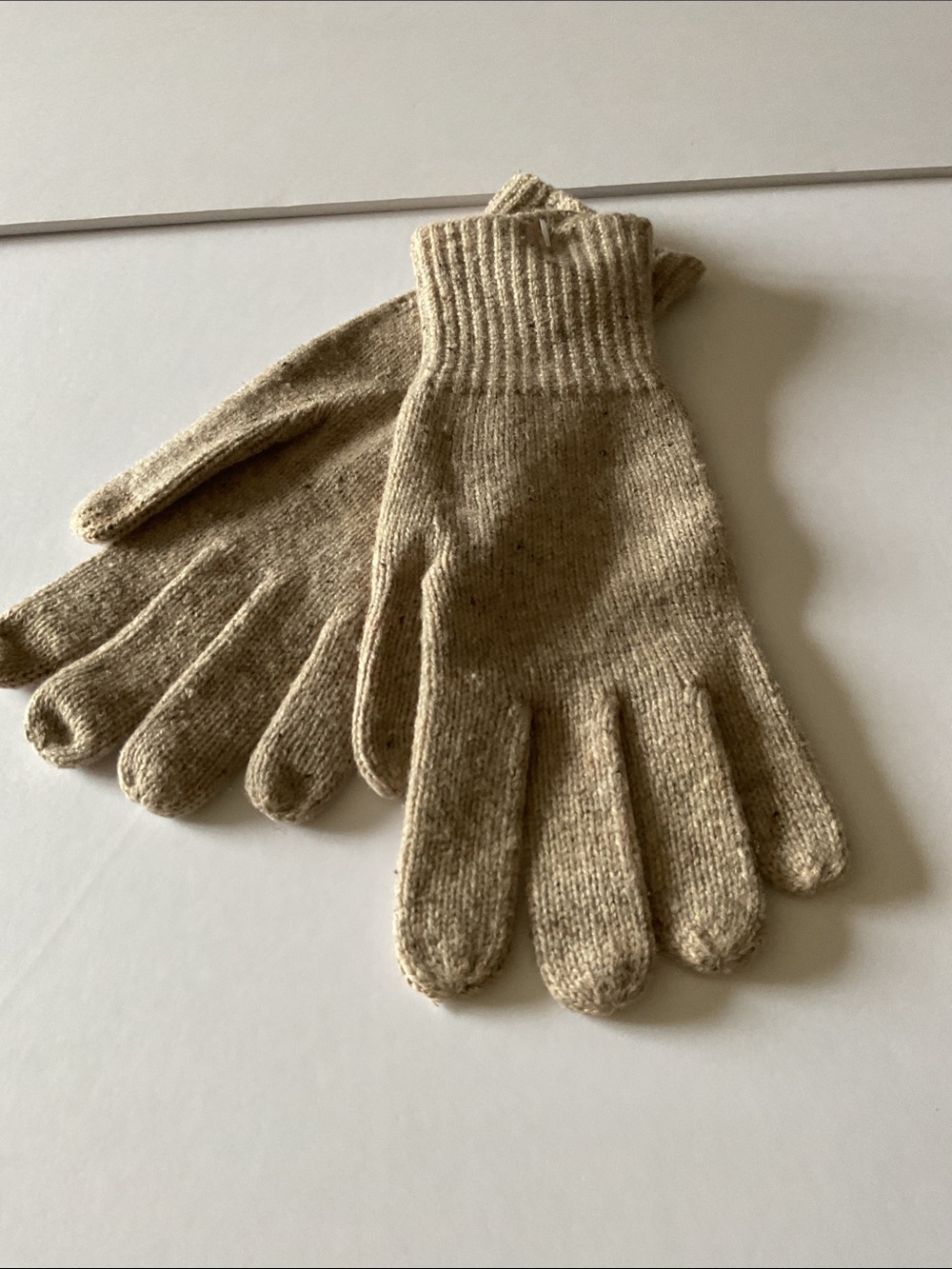 MADEWELL WOMENS MERINO WOOL KNIT GLOVES BEIGE HEATHER MARL NWOT